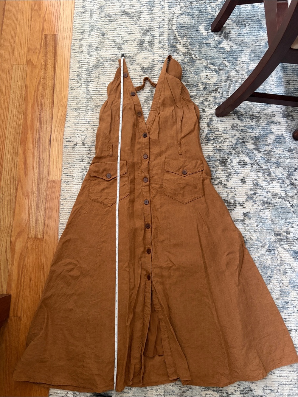 Linennaive Rust Button-Front Linen Midi Dress - Picture 11 of 11